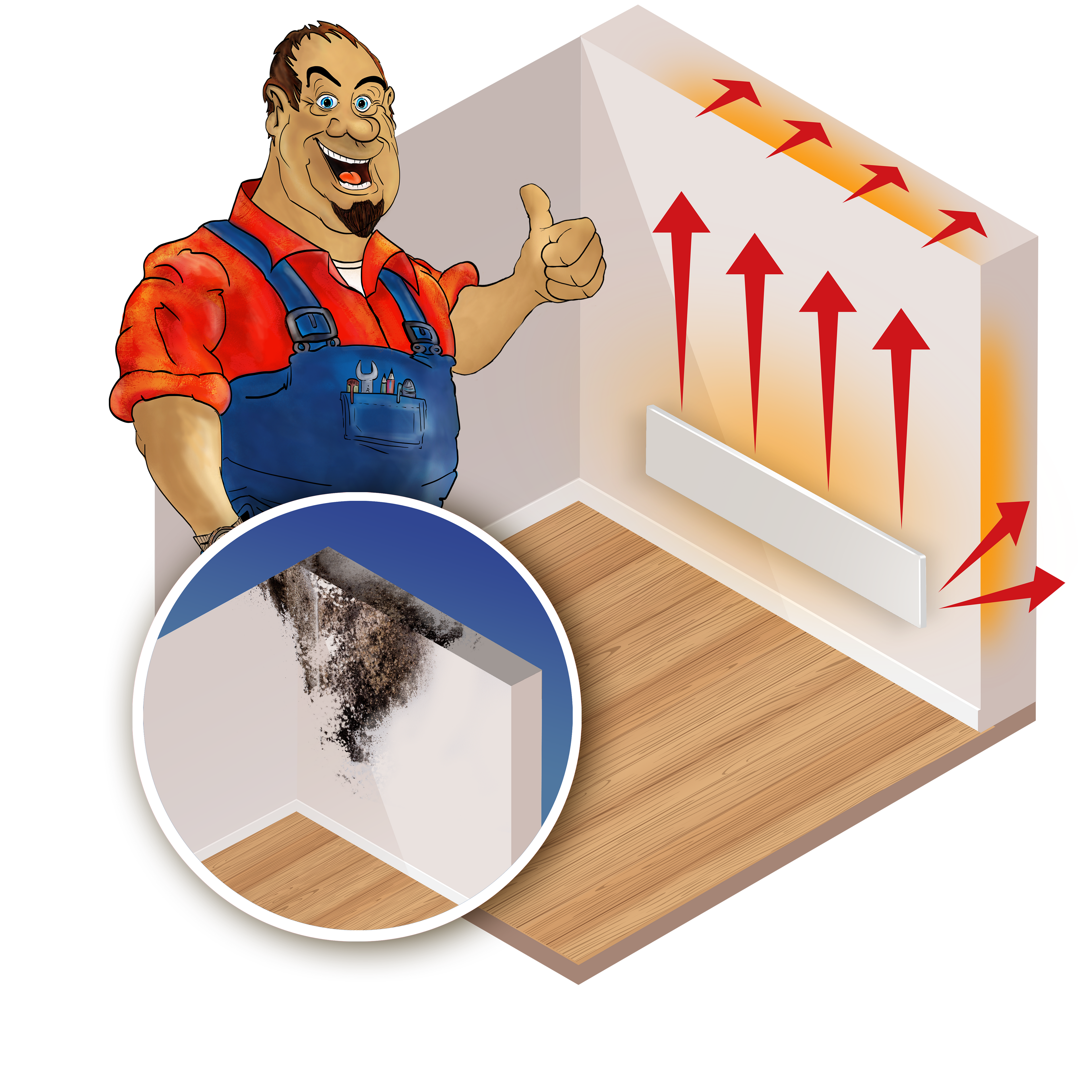 Wirkung von Schimmel Hans an der Wand